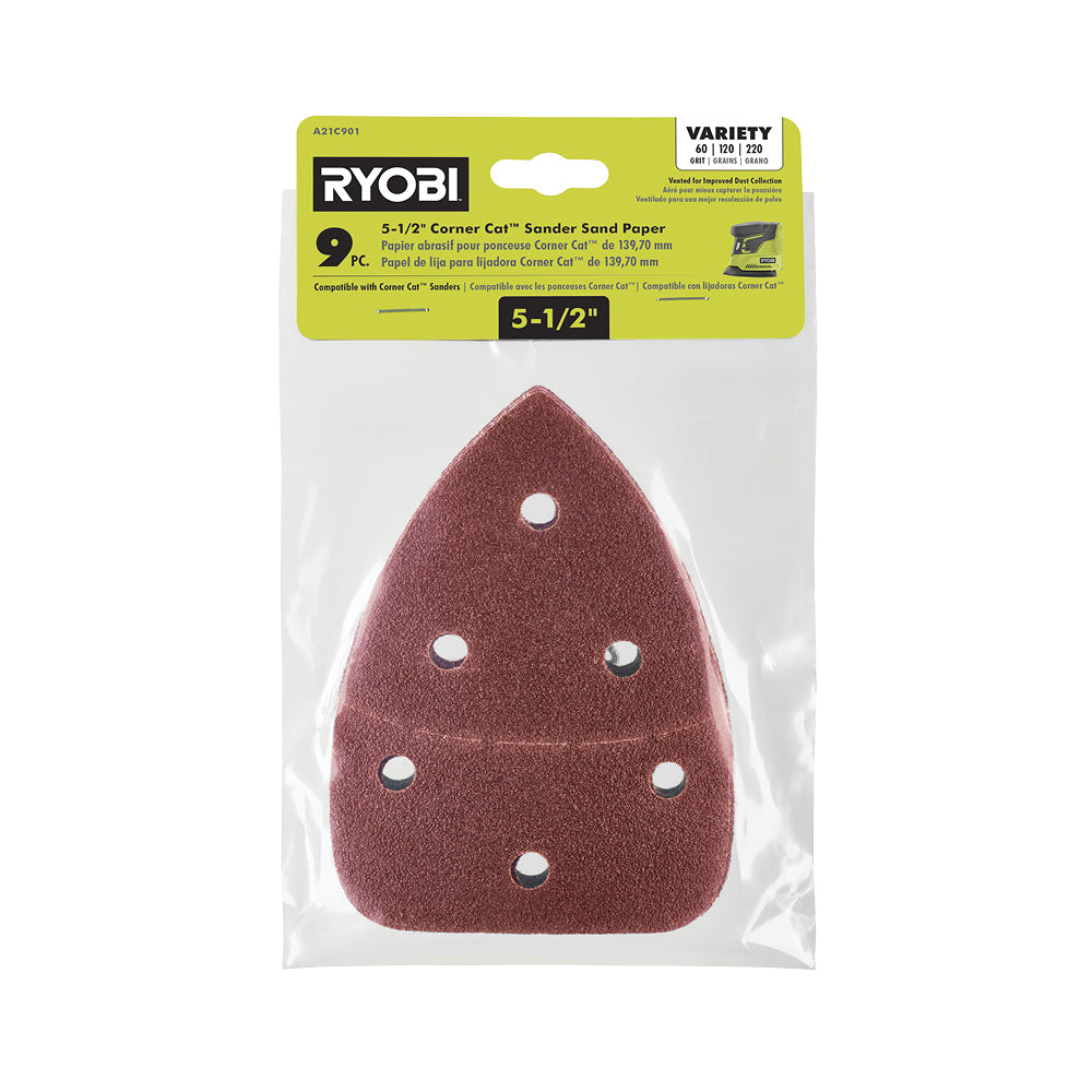 9 PC. 5-1/2" CORNER CAT SANDER SAND PAPER RYOBI Tools