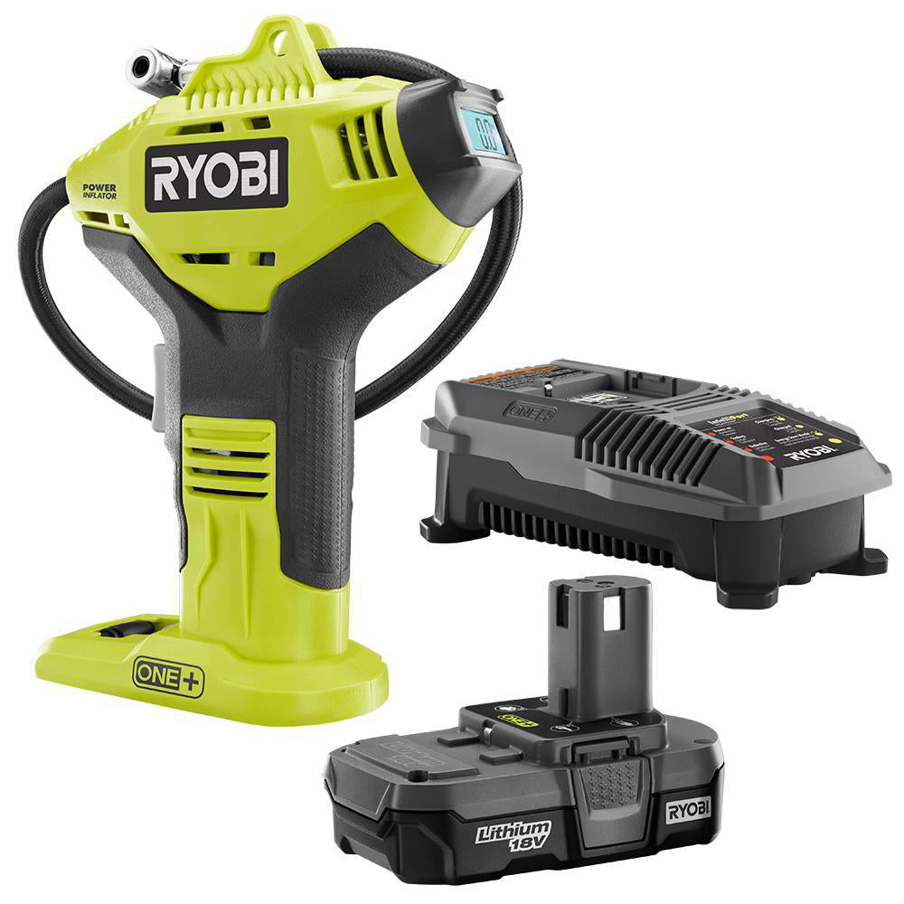 18V ONE+ Power Inflator Kit with 1.3 Ah Battery and 18V Charger RYOBI Tools