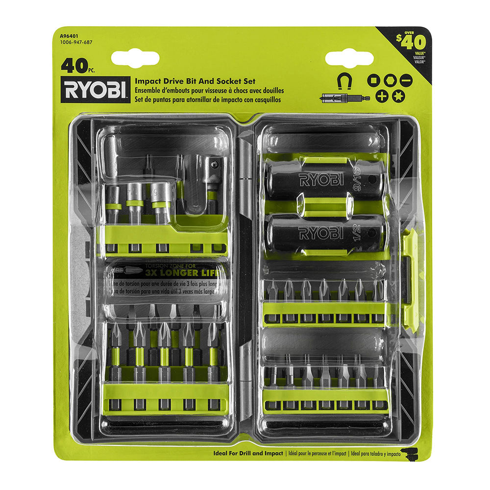 40 PC. Impact Drive Bit and Socket Set RYOBI Tools