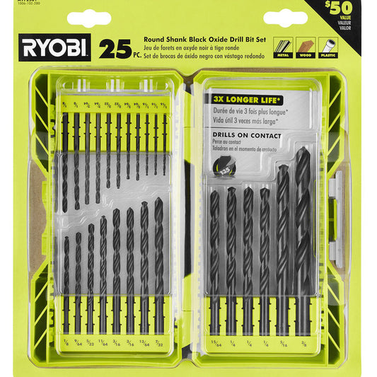 25 PC. ROUND SHANK BLACK OXIDE DRILL BIT SET RYOBI Tools