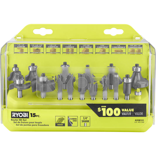 15 PC. Router Bit Set RYOBI Tools