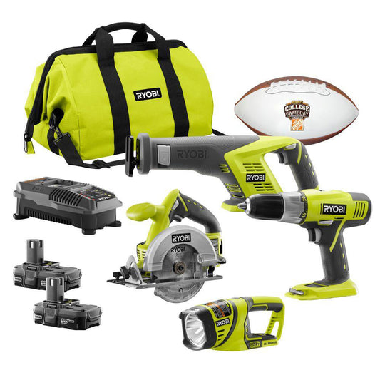 18V ONE+ Super Combo Kit (4-Tool) + ESPN College GameDay Football RYOBI Tools